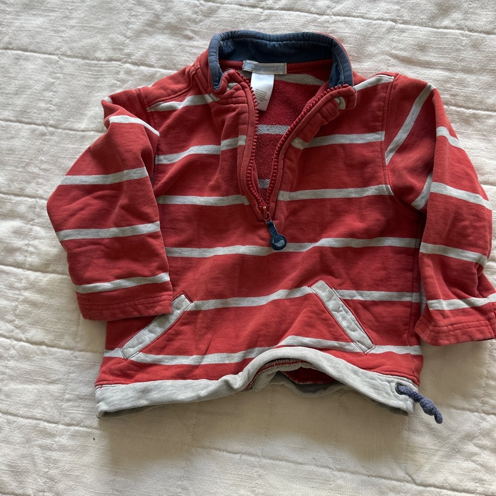 Janie and Jack Red and Gray Cotton Top